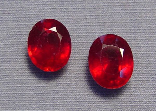 Ruby Fissure Filled Faceted Oval Pair 8.65x10.55mm & 8.5x10.3mm - 9.01 cts.