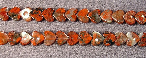 Brecciated Jasper Hearts Bead Strands