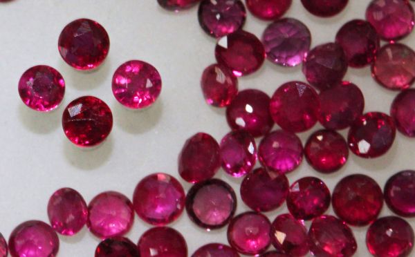 Ruby Faceted Rounds 2-3mm - $125.00/ct. 