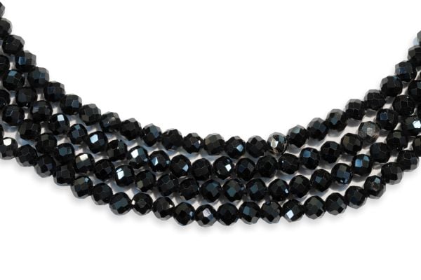 2mm black spinel faceted beads 