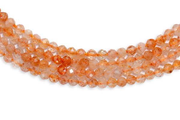 Sunstone 2mm Faceted Round Beads