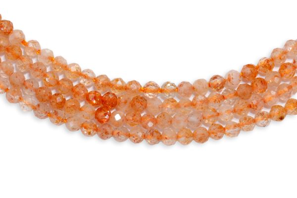 2mm faceted sunstone beads
