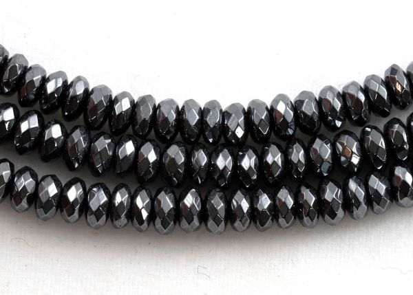 2x4mm Faceted Rondel Hematite Beads