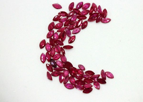 Ruby Faceted Marquise, Best Quality - 2x4mm