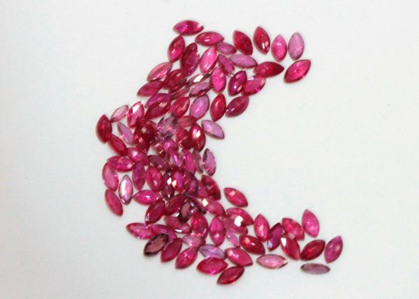 Ruby Faceted Marquise, Better Grade - 2x4mm