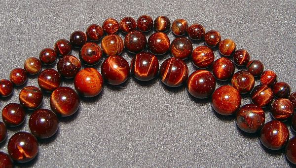 Red Tigereye Smooth Round Bead Strands