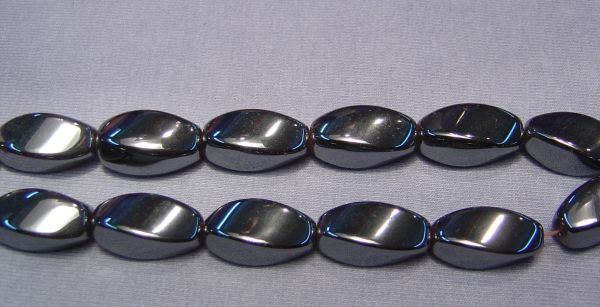 10x20mm Waved Oval Hematite Beads