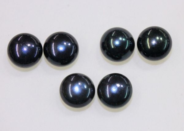 9-9.5mm Peacock Half-drilled Button Pearl Pairs