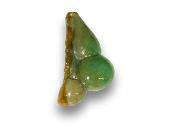 Natural Jadeite Hand-Carved Amulet - Bottle Gourd on Leaf