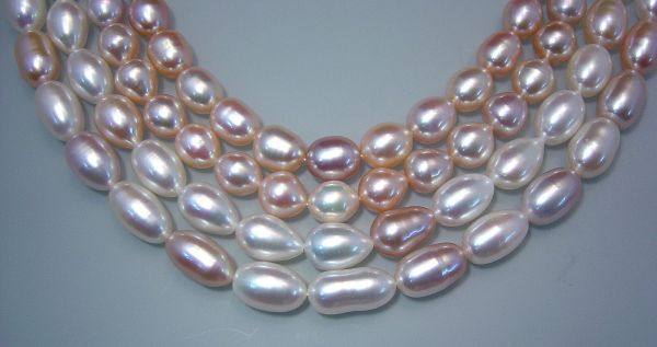 Freshwater Cultured Natural Multi Color Pearls Pear-Shaped  Strands - 9.5-10mm