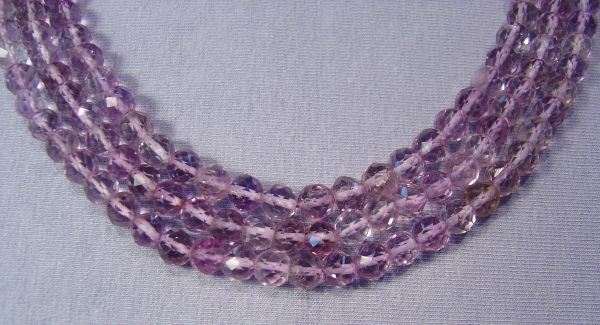 Amethyst Light Clear Faceted Round Bead Strands