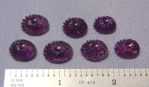 Amethyst Hand-Carved Cabochon Flowers 7pc. - Lot #19