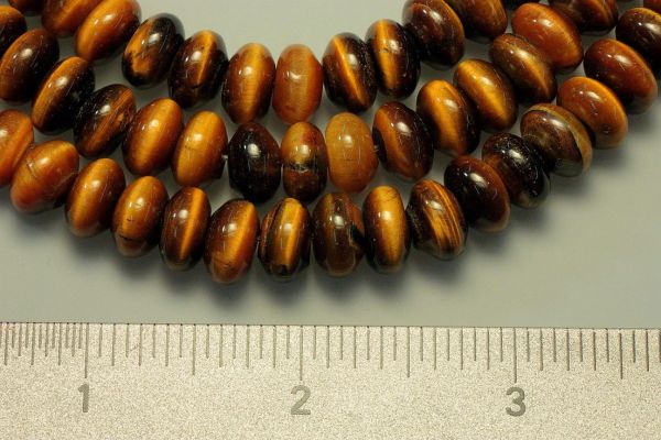 Tigereye Smooth Rondel Bead Strands - 10mm