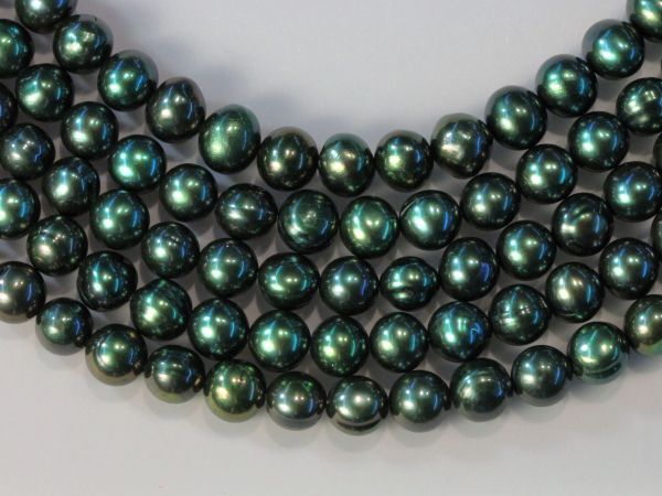 Hunter Green 5.5-6mm Rounded Potato Pearls