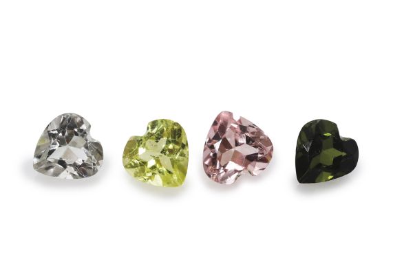 Tourmaline faceted Hearts