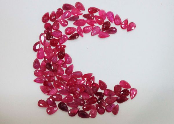 Ruby Faceted Pear @ $25.00/ct. - 3x5mm