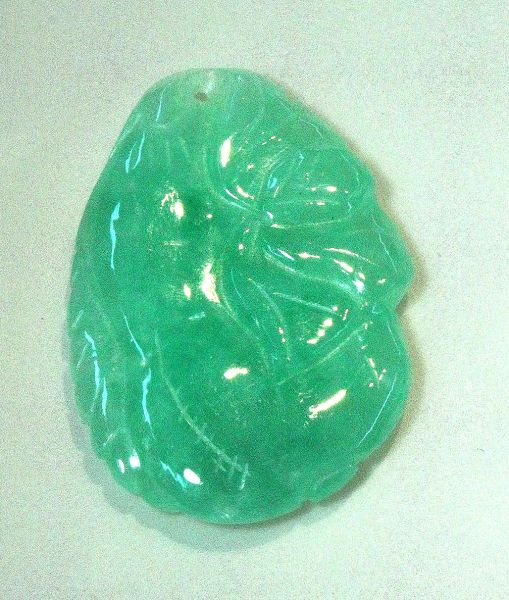 Natural Light Green Jadeite Hand-Carved Pendant - Gourd
