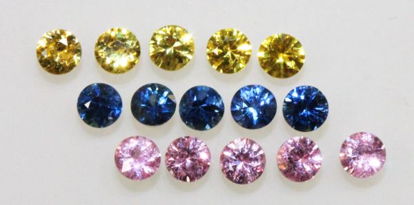 Sapphire Diamond-Cut  Blue, Pink, Golden Suite - 2.41 cts. 
