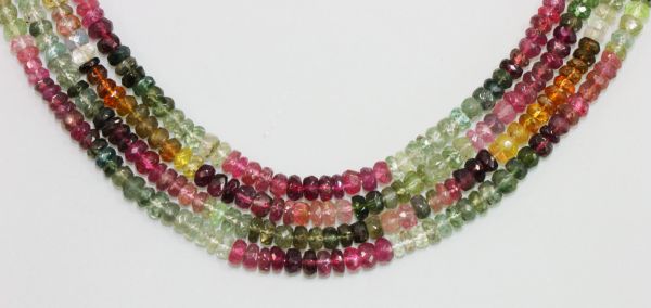 4-4.5mm Faceted Rondel Tourmaline Beads