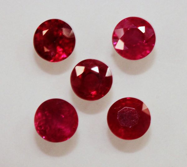 Ruby 5mm Faceted Rounds @ $450.00/ct.
