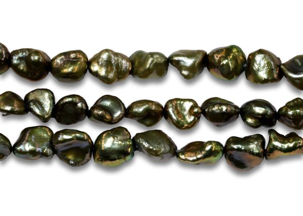 8-9mm Light Moss Keshi Pearls