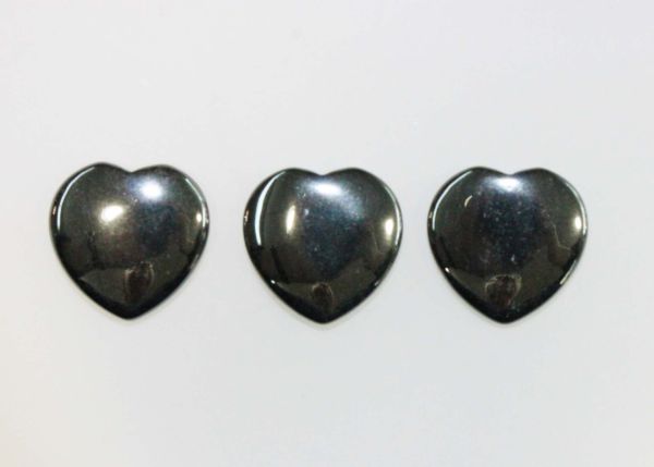 Hematine Hearts, 15mm - Half-Drilled