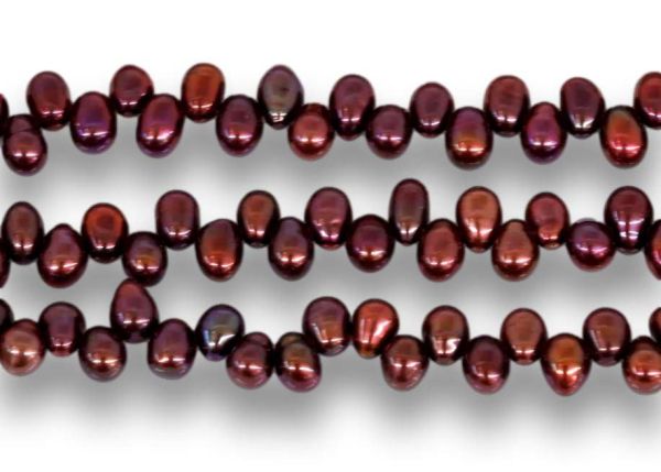 Freshwater Cultured Black Cherry Pearls Head Drilled Oval Strands - 5-5.5mm