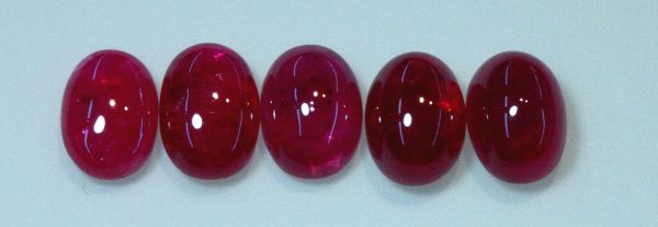 Ruby Oval Cabochons, 5x7mm - Fine Grade