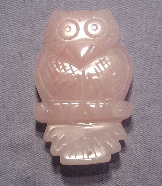 Rose Quartz Owl Pendant - 1 Drill Hole