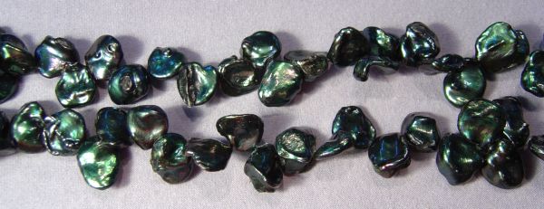 Midnight Green Keshi Pearls