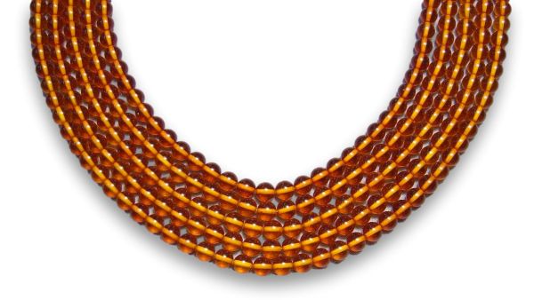 Natural Amber Smooth Round Bead Strands - 5.5mm