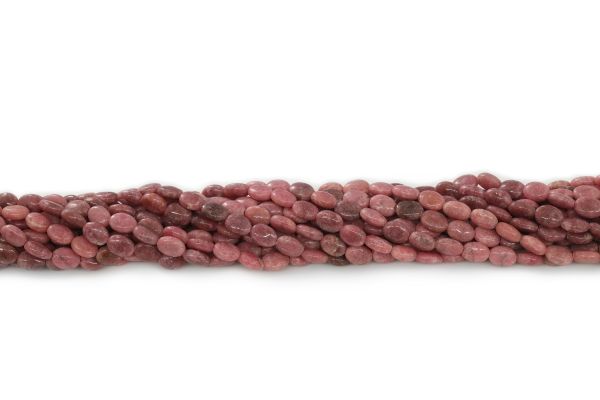 Wholesale Natural Rhodonite Smooth Oval Beads - 6 x 8 mm