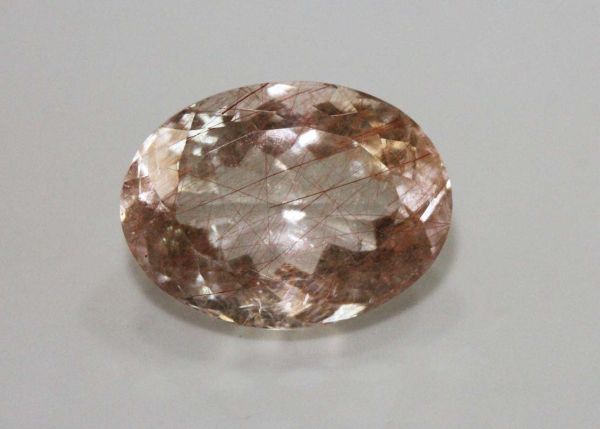 Quartz Crystal with Rutile Faceted Oval, 18.15 cts. - 14.6x19.6mm