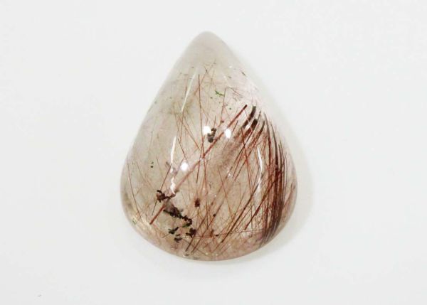Quartz Crystal with Rutile Pear Cabochon, 11.81 cts. - 9x13.5mm
