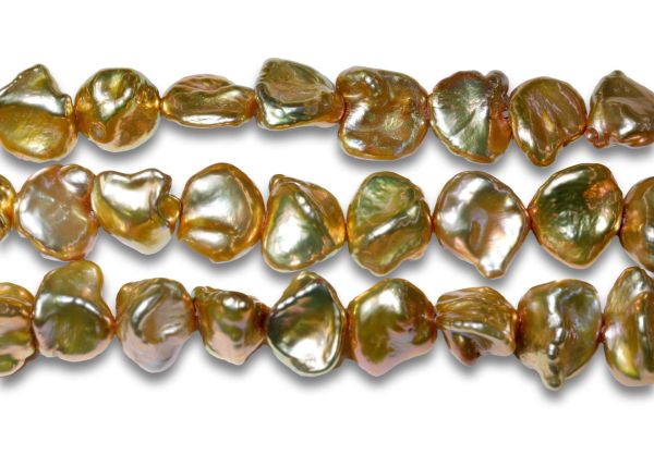 Golden Keshi Nugget Pearl Strands - 8 - 10 mm