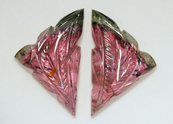 Carved Tourmaline Pair - 24.87 cts.