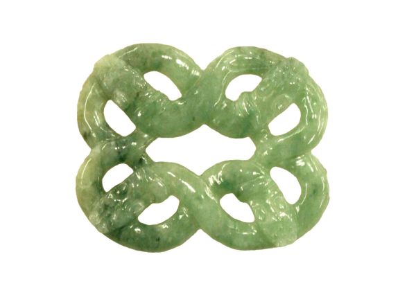 Natural Jadeite Hand-Carved Amulet - Entwined Snakes