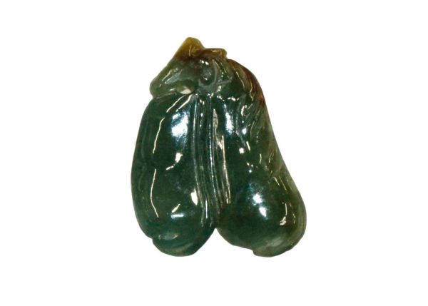 Natural Jadeite Hand-Carved Amulet - Double Bean Pod