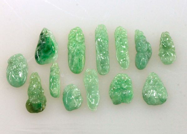 Natural Natural Jadeite Hand-Carved Amulets - Lot of 13
