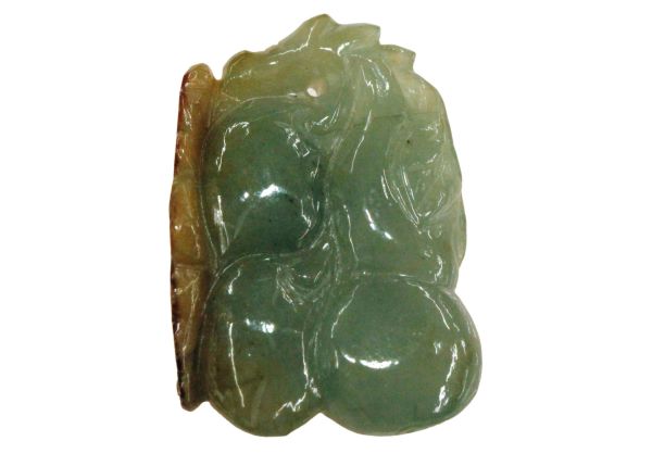 Natural Jadeite Hand-Carved Amulet - Gourds and Lucky Bat