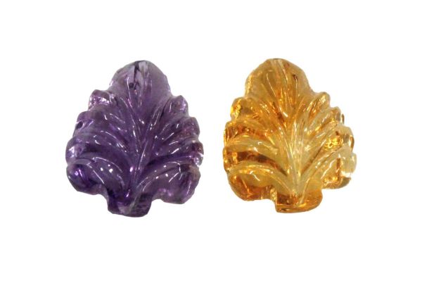 Amethyst & Citrine Hand-Carved Cabochon Pair, 7.40 cts - 9.5 x 12.5 mm