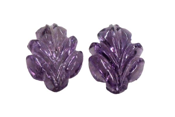Amethyst Hand-Carved Cabochon Pair, 9.17 cts. - 10.5 x 14.25 mm