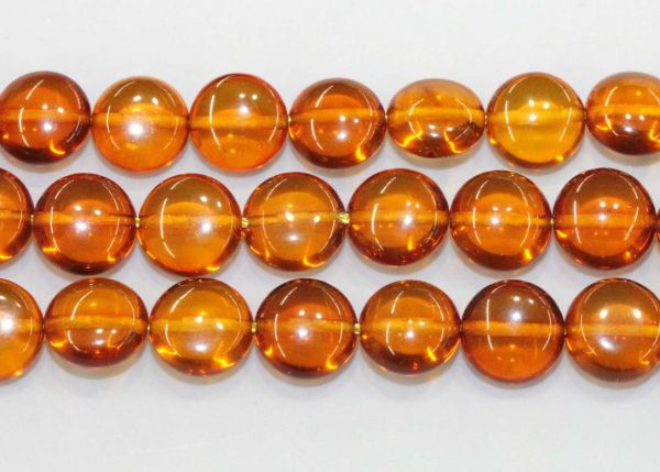 Natural Amber Side-Drilled Puffy Button Bead Strands - 7x4mm