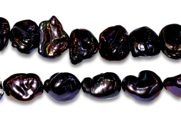 Keshi Shiny Peacock Pearls Strands - 10 - 12 mm