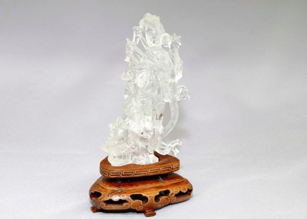 Crystal Quartz Hand-Carved Statue - Maiden with Basket
