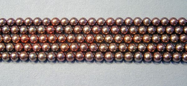 Cherry Teak 5-5.5mm Rounded Potato Pearls 