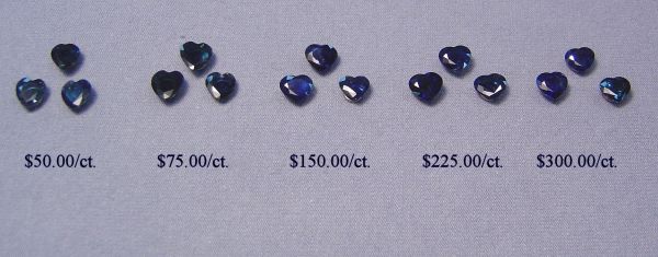 Sapphire Faceted Hearts -  6x6mm