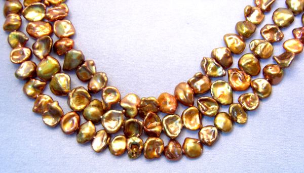Golden Toffee Keshi Pearls