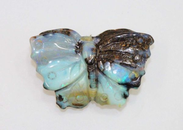 Boulder Opal Hand-Carved Butterfly - 18.5x28.5mm