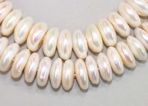 White Center-Drilled Coin Pearl Strands